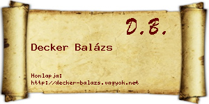 Decker Balázs névjegykártya